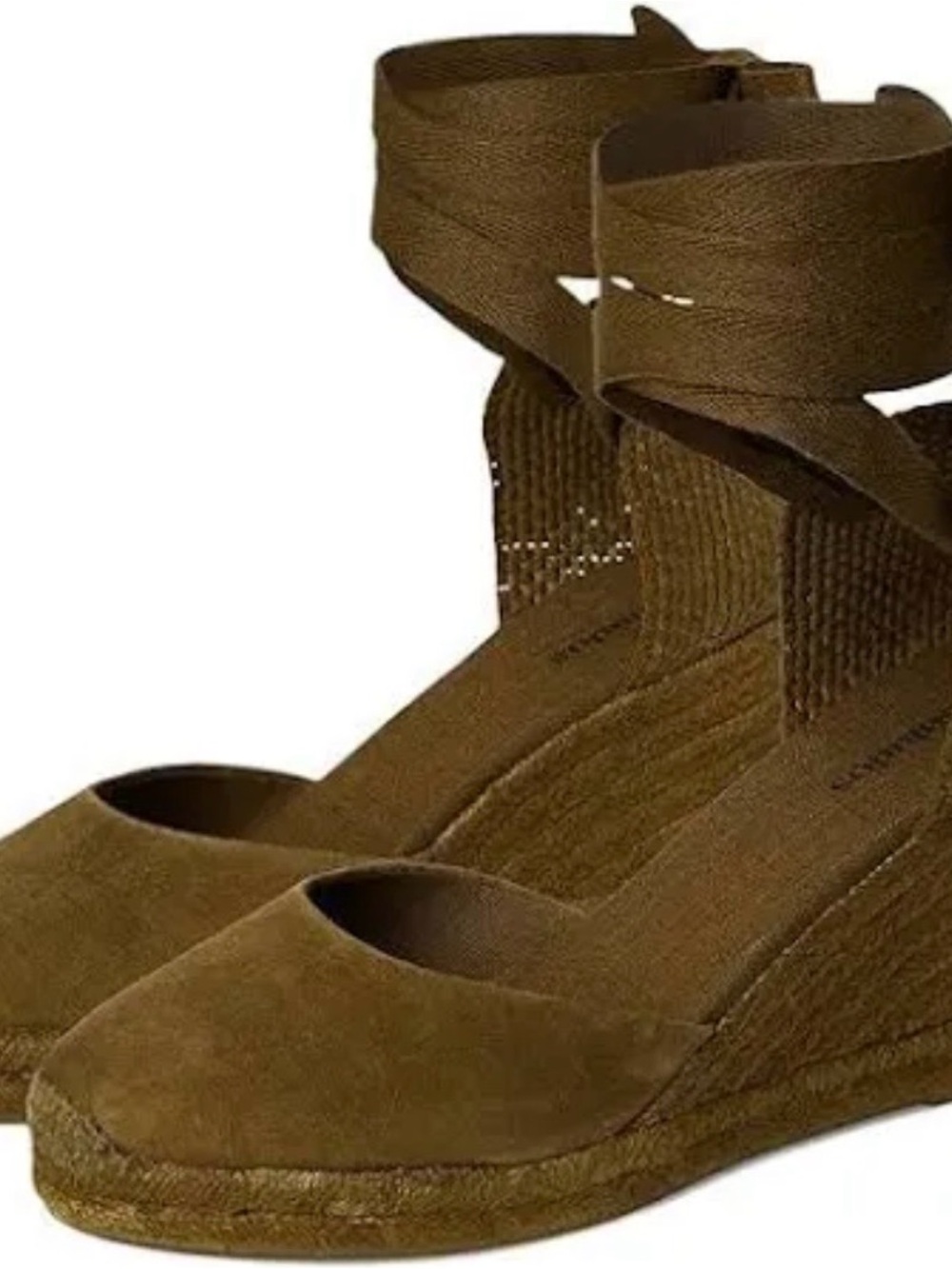 Soludos Marseille Wedge Espadrille Ankle-Tie Pumps in Olive